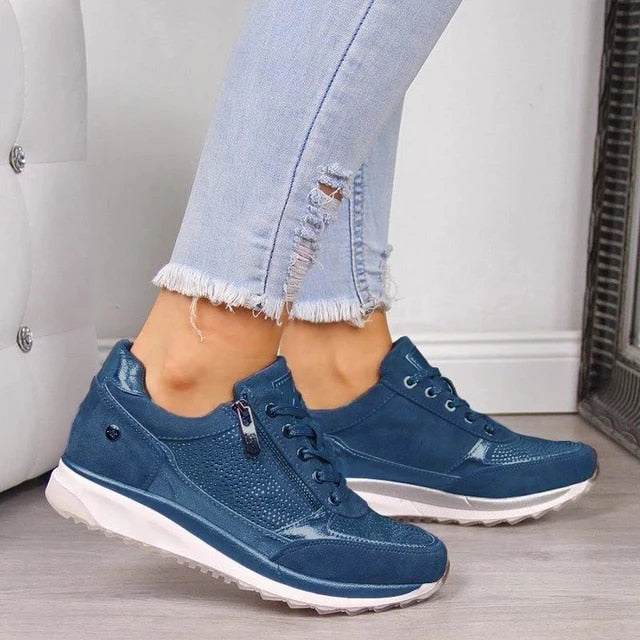 Sierra | Women's Lace-Up Sneakers with Side Zipper