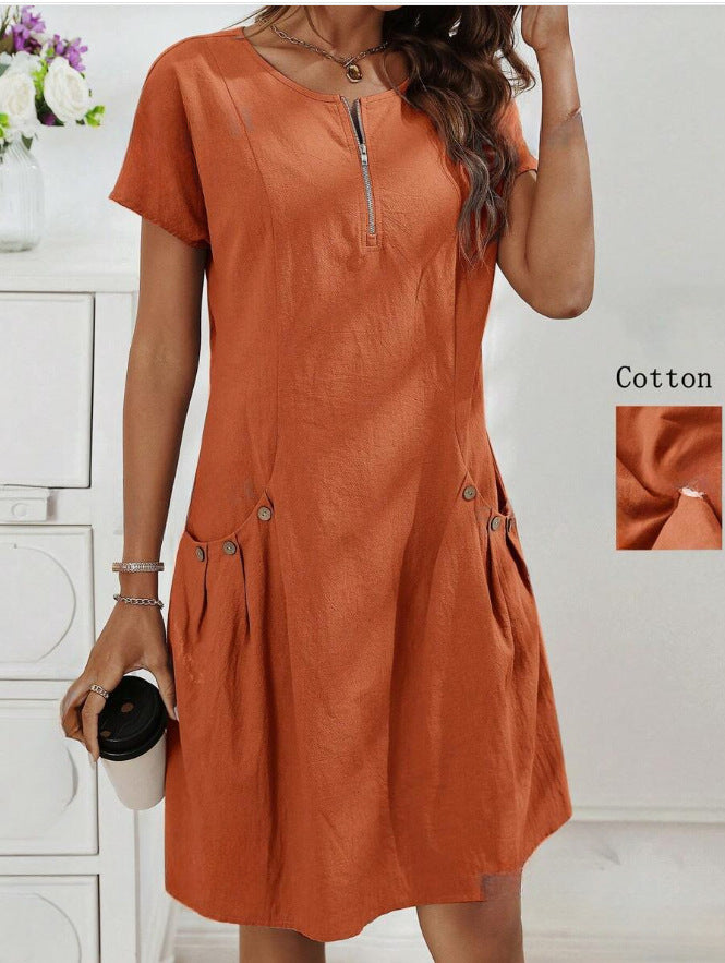 Heather | Women's Short Sleeve Dress with Side Button Pocket