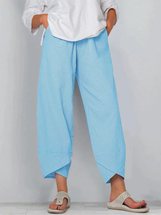 Cameron | Women's Linen Summer Pants with Wrap Hem