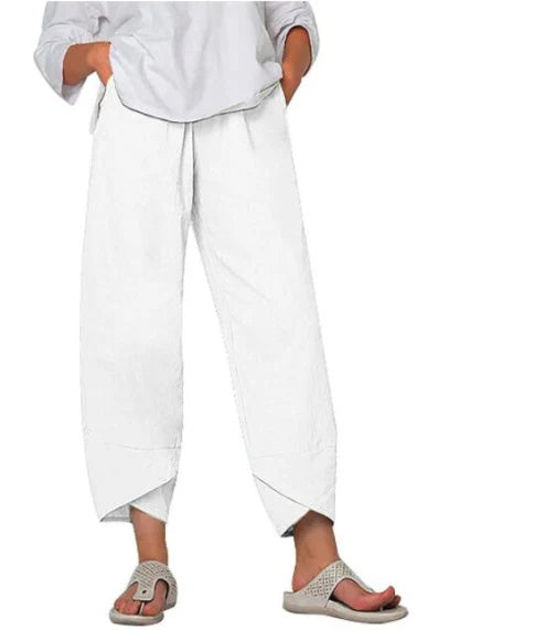 Cameron | Women's Linen Summer Pants with Wrap Hem
