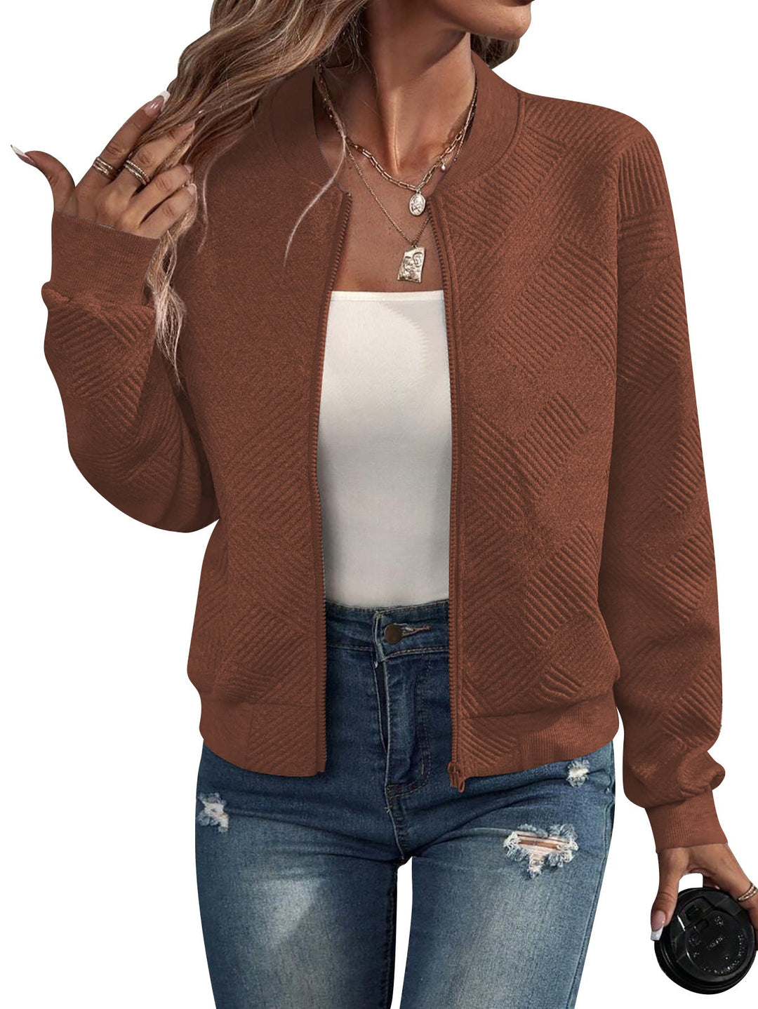 Jeana | Women's Casual Crew Neck Bomber Jacket