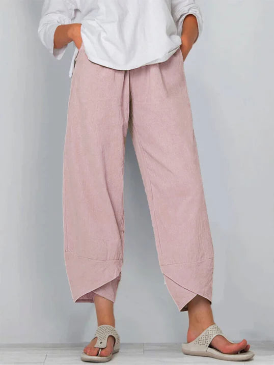 Cameron | Women's Linen Summer Pants with Wrap Hem