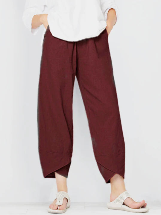 Cameron | Women's Linen Summer Pants with Wrap Hem