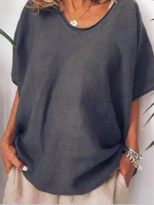 Elda | Women's Loose Fit Short Sleeve Blouse with V-neck