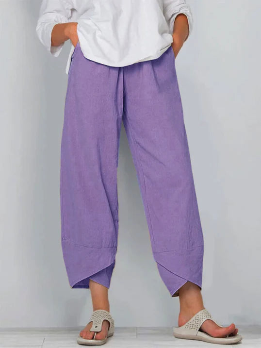 Cameron | Women's Linen Summer Pants with Wrap Hem