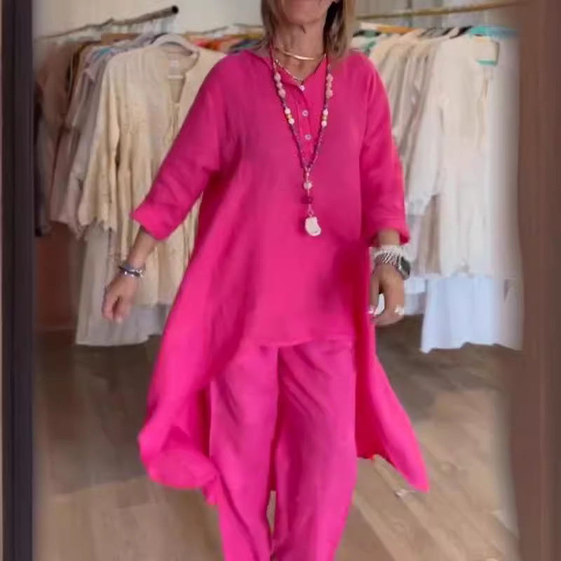 Millie | Women's Casual Tunic Top and Wide Leg Pants Set