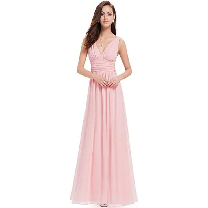 Delilah | Women's Sleeveless Flowy Dress with V Neck and Pleats