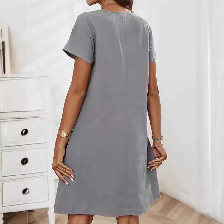 Heather | Women's Short Sleeve Dress with Side Button Pocket