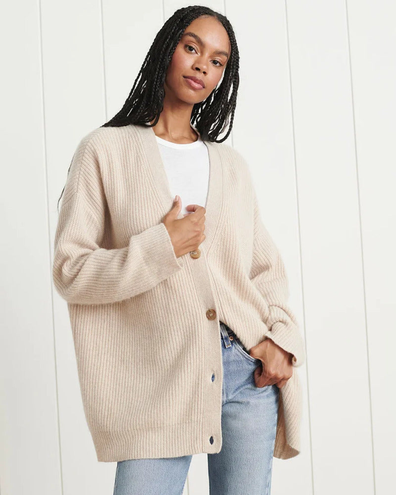 Gabriella | Woman's Cozy Oversized V Neck Cashmere Cardigan
