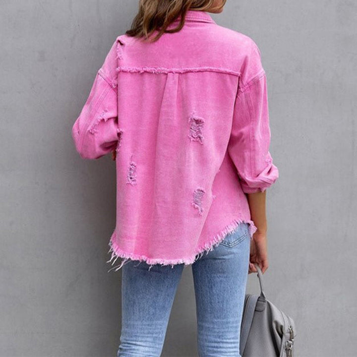 Aatasha | Women's Vintage Washed Oversized Denim Jacket