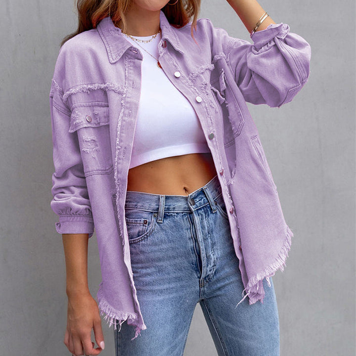 Aatasha | Women's Vintage Washed Oversized Denim Jacket