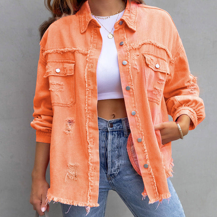 Aatasha | Women's Vintage Washed Oversized Denim Jacket