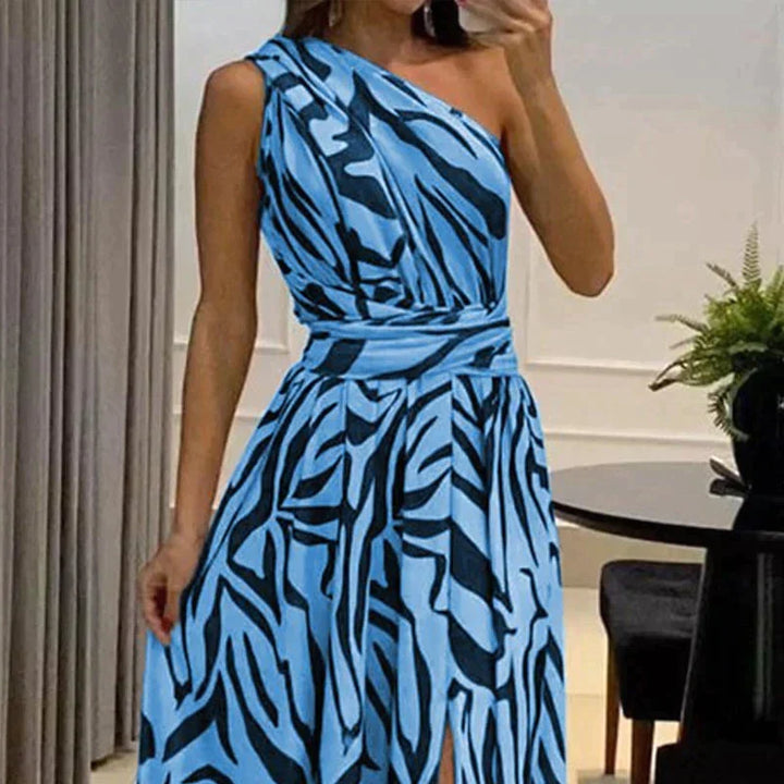 Chelsea | Women's Printed Maxi Dress with Asymmetrical and Slit