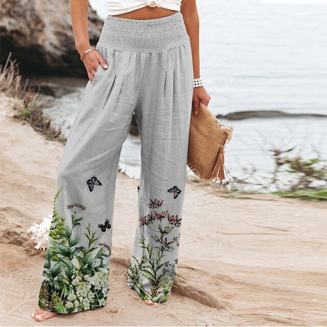 Meadow | Woman's Botanical Print Wide Leg Summer Pants