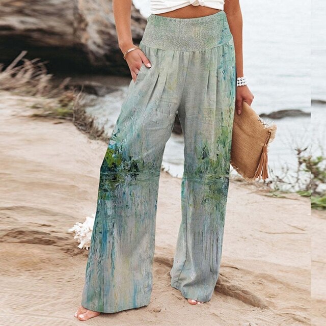 Meadow | Woman's Botanical Print Wide Leg Summer Pants