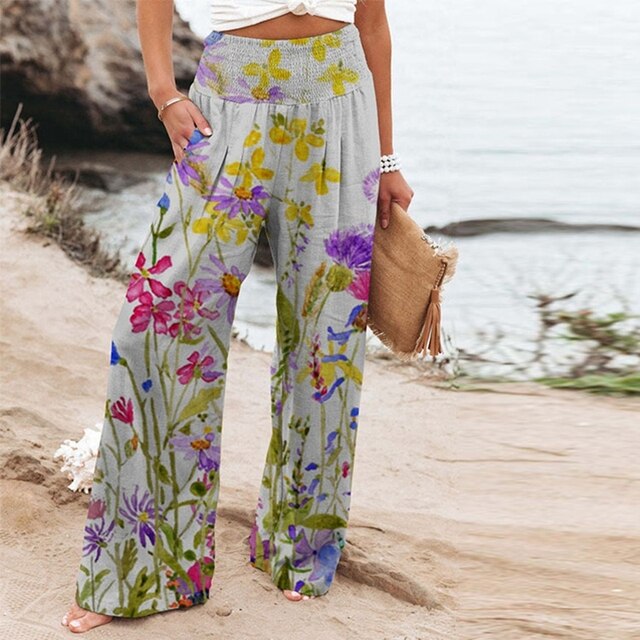 Meadow | Woman's Botanical Print Wide Leg Summer Pants