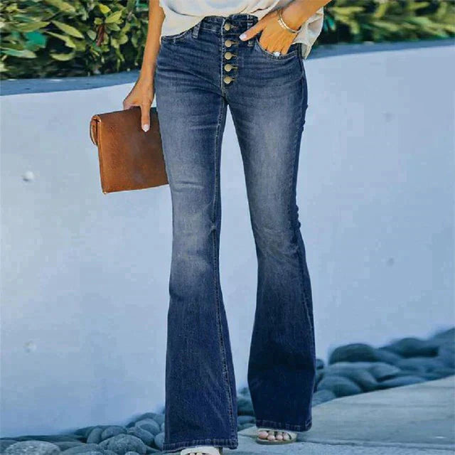 Linnea | Women's High Waisted Stretch Flared Denim Jeans