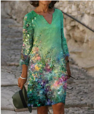 Jewel | Women's Graphic Print V Neck Summer Mini Dress