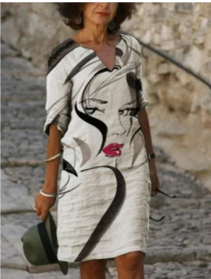 Jewel | Women's Graphic Print V Neck Summer Mini Dress