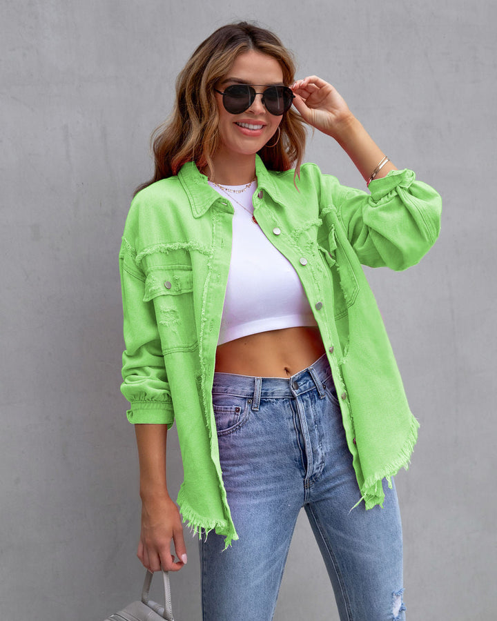 Aatasha | Women's Vintage Washed Oversized Denim Jacket