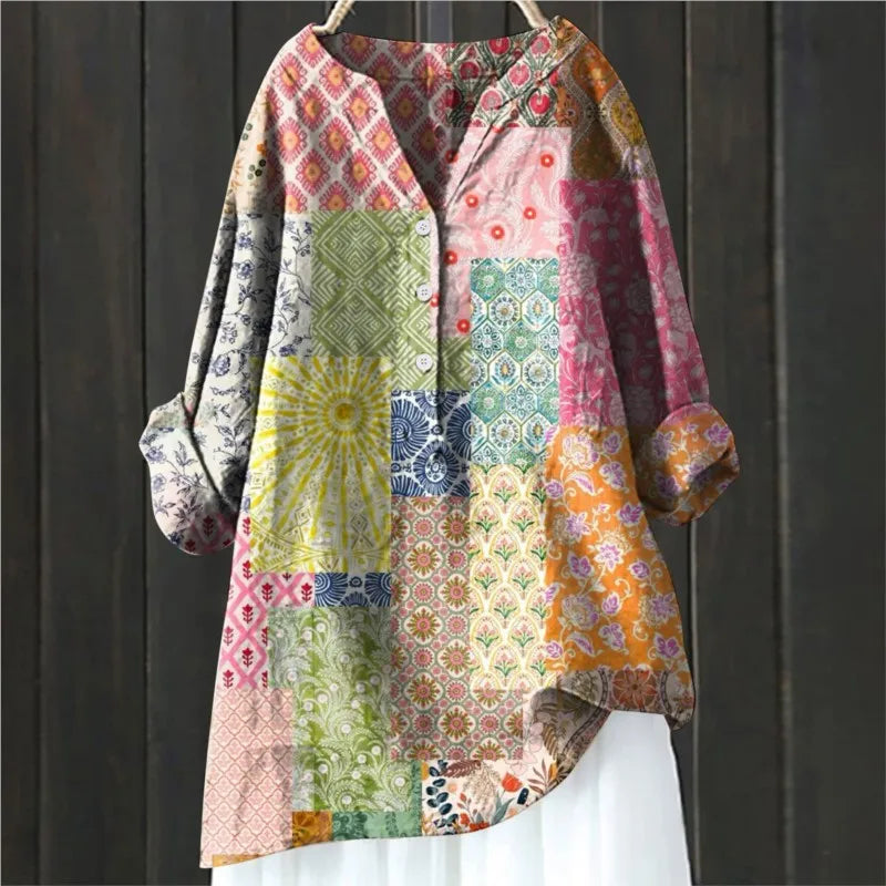 Delaney | Women's Floral Folded Sleeve Button Shirt