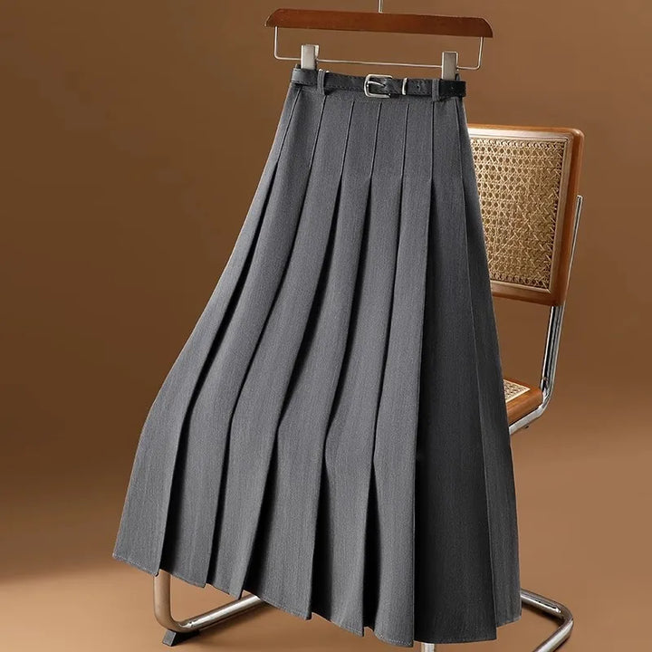 Marga | Women's Classic Pleated Midi Skirt with Belt