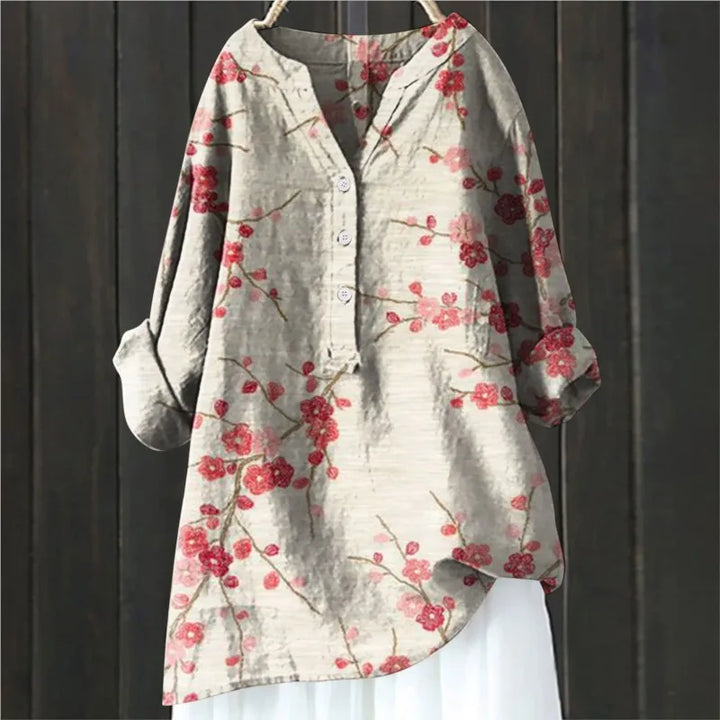 Delaney | Women's Floral Folded Sleeve Button Shirt