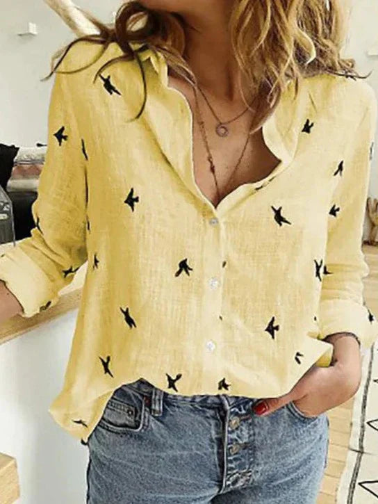 Calira | Women's Linen Long Sleeve Shirt with Buttons