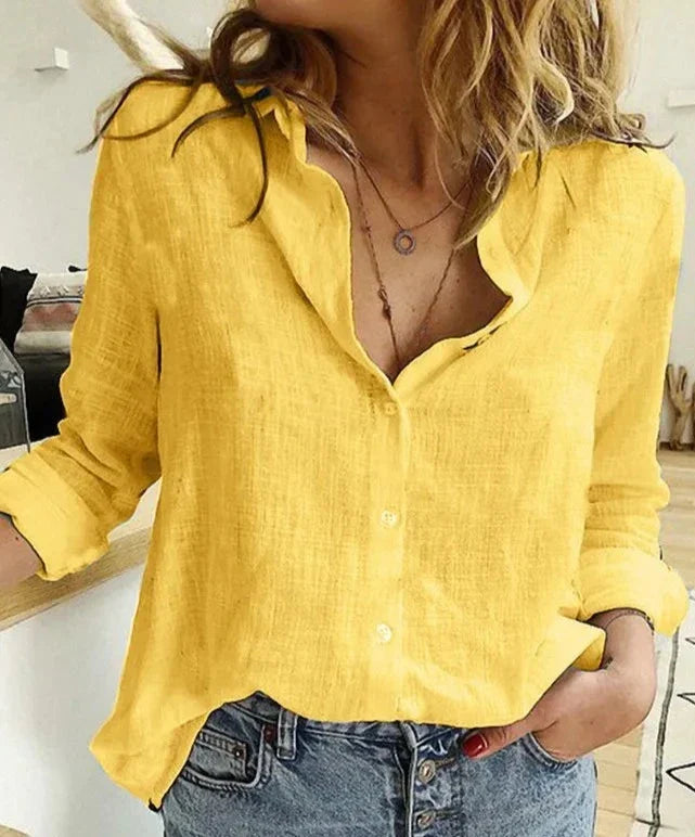 Calira | Women's Linen Long Sleeve Shirt with Buttons
