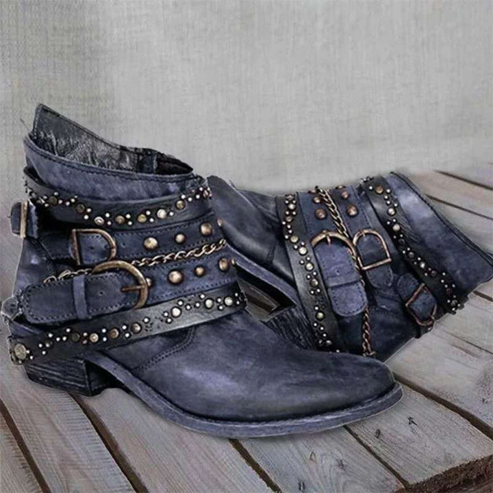 Nina | Women's Studded Chain Strap Ankle Boots