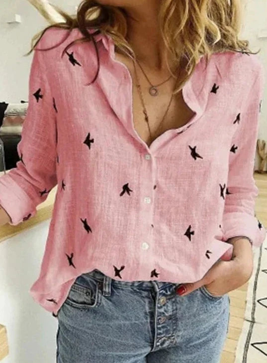 Calira | Women's Linen Long Sleeve Shirt with Buttons