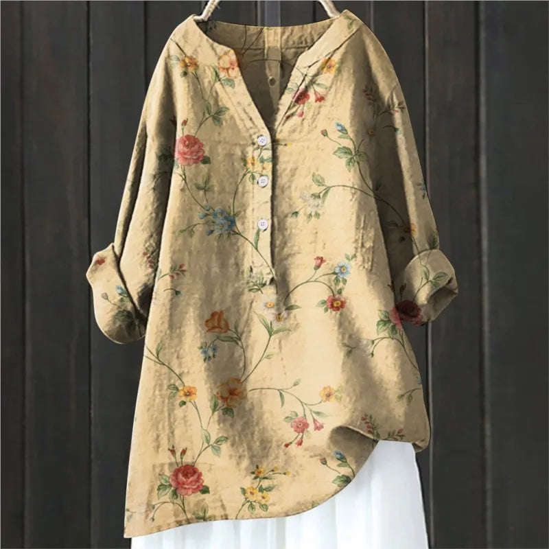 Delaney | Women's Floral Folded Sleeve Button Shirt
