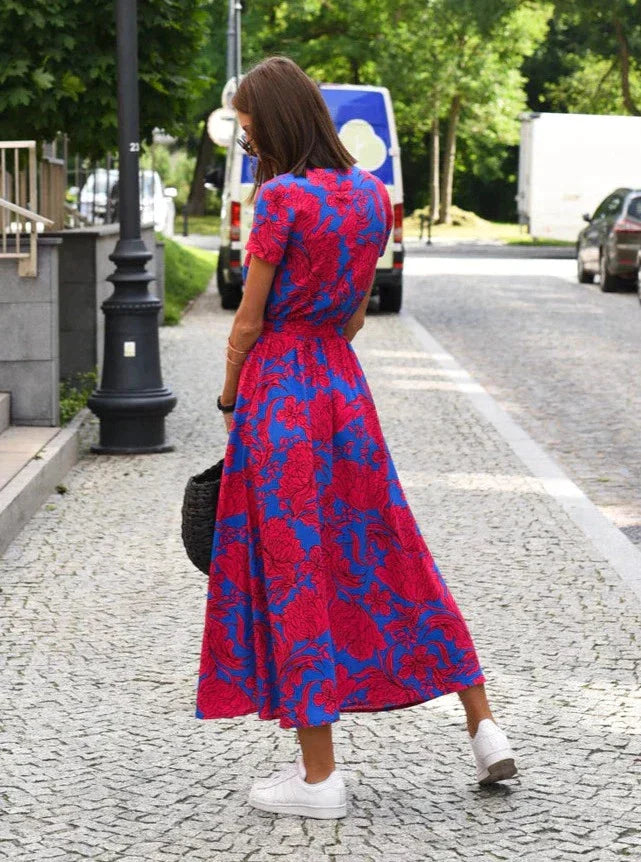 Alora | Women's Floral Wrap Summer Dress with Vneck and Tie Belt