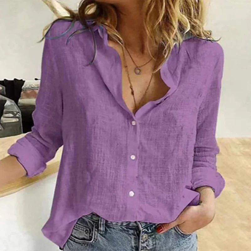 Calira | Women's Linen Long Sleeve Shirt with Buttons