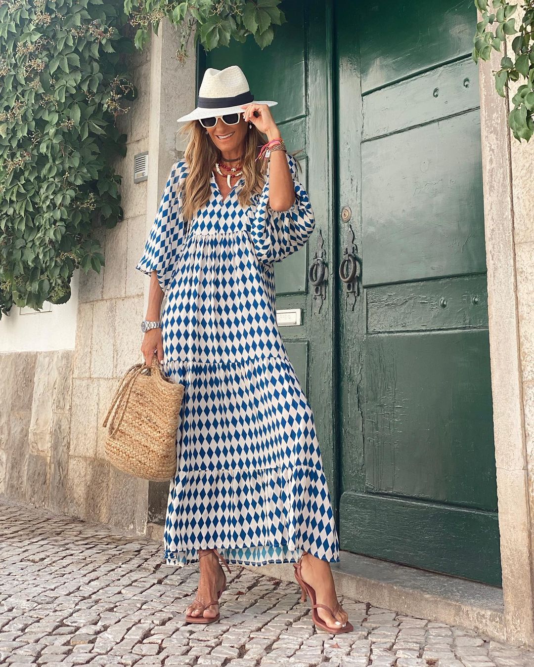 Chloe | Women's Printed Boho Dress with V-neck and Puff Sleeve