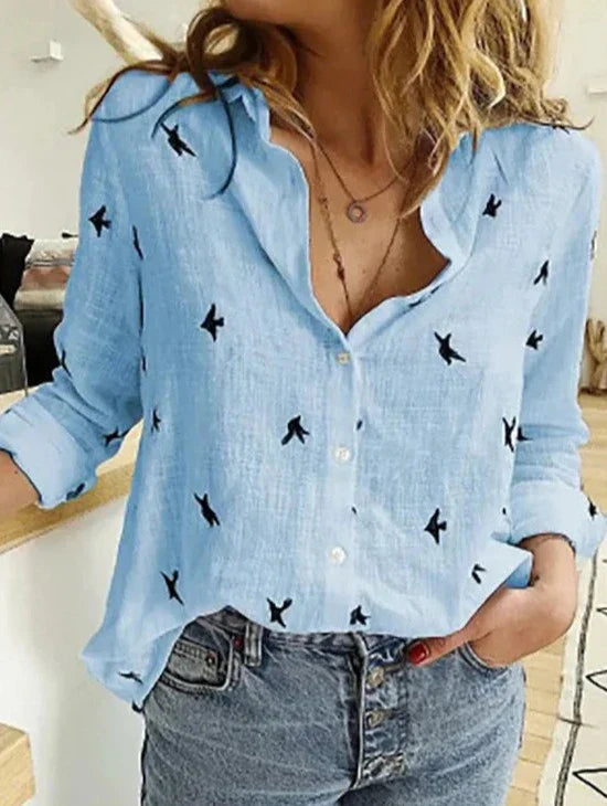 Calira | Women's Linen Long Sleeve Shirt with Buttons