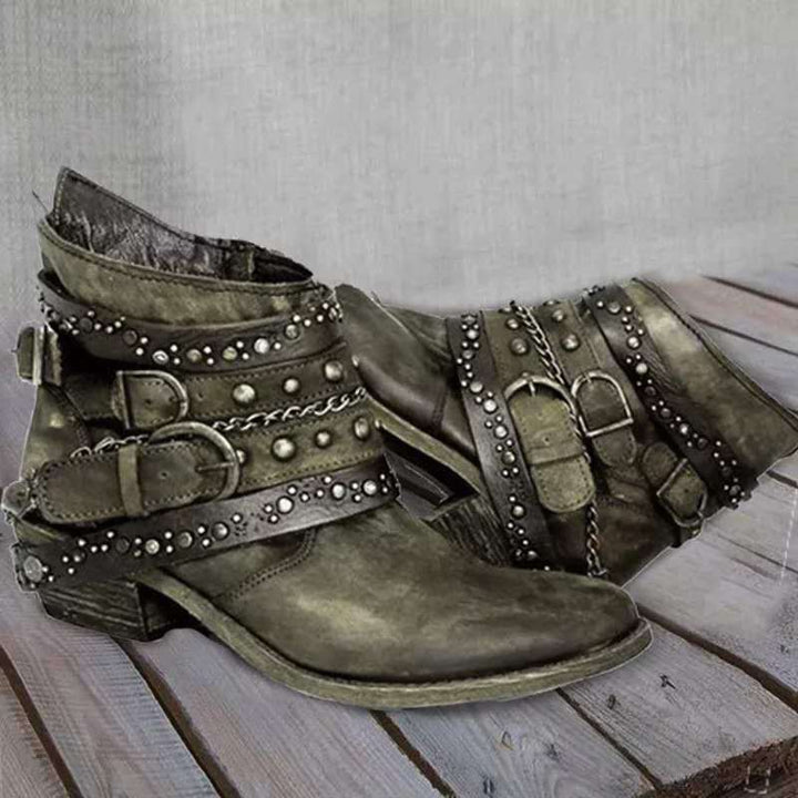 Nina | Women's Studded Chain Strap Ankle Boots