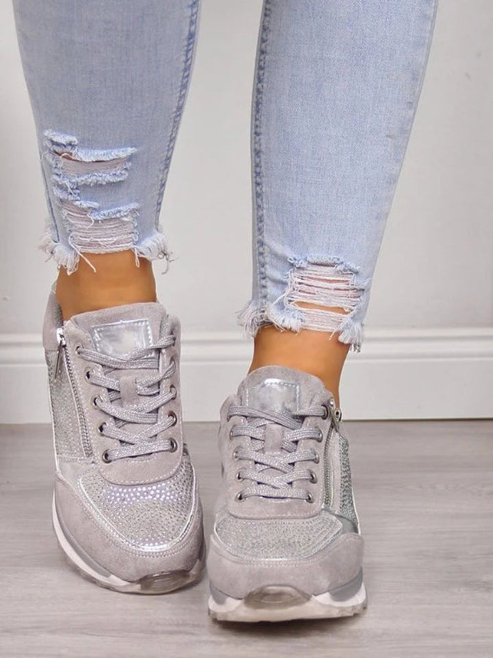 Sierra | Women's Lace-Up Sneakers with Side Zipper