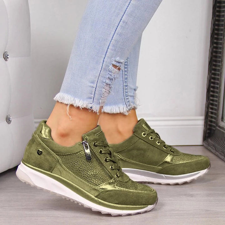Sierra | Women's Lace-Up Sneakers with Side Zipper