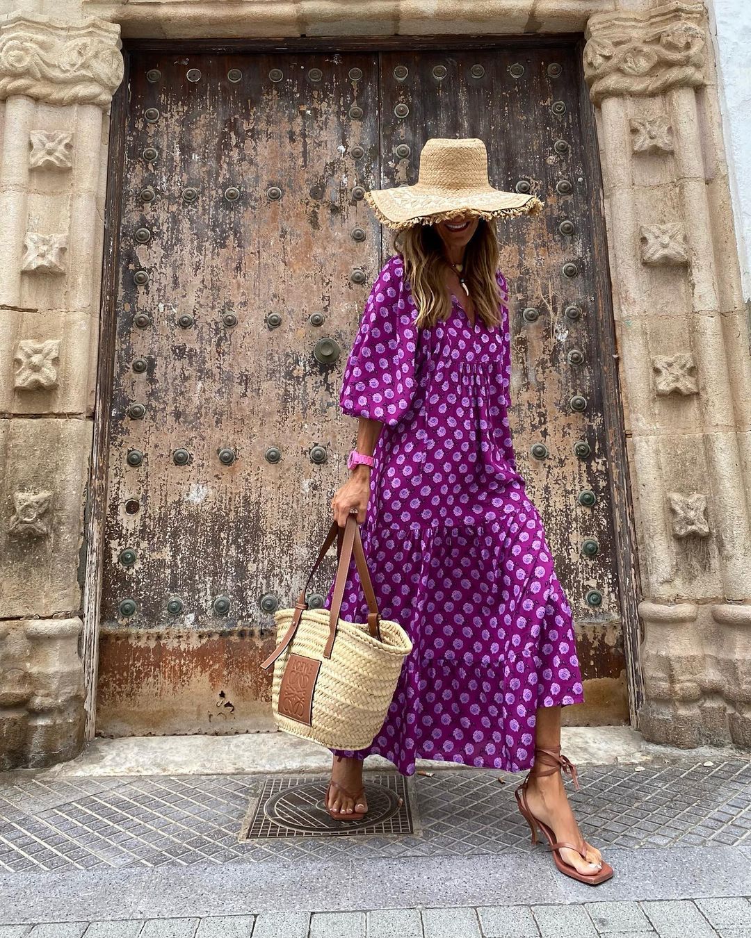 Chloe | Women's Printed Boho Dress with V-neck and Puff Sleeve