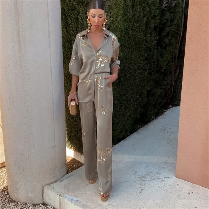 Jessica | Women's Silky Two Piece Printed Set