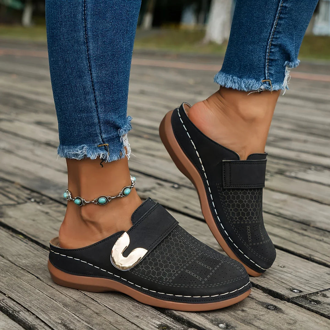 Tessa | Women's Perforated Slip On Loafers with Metal Accent