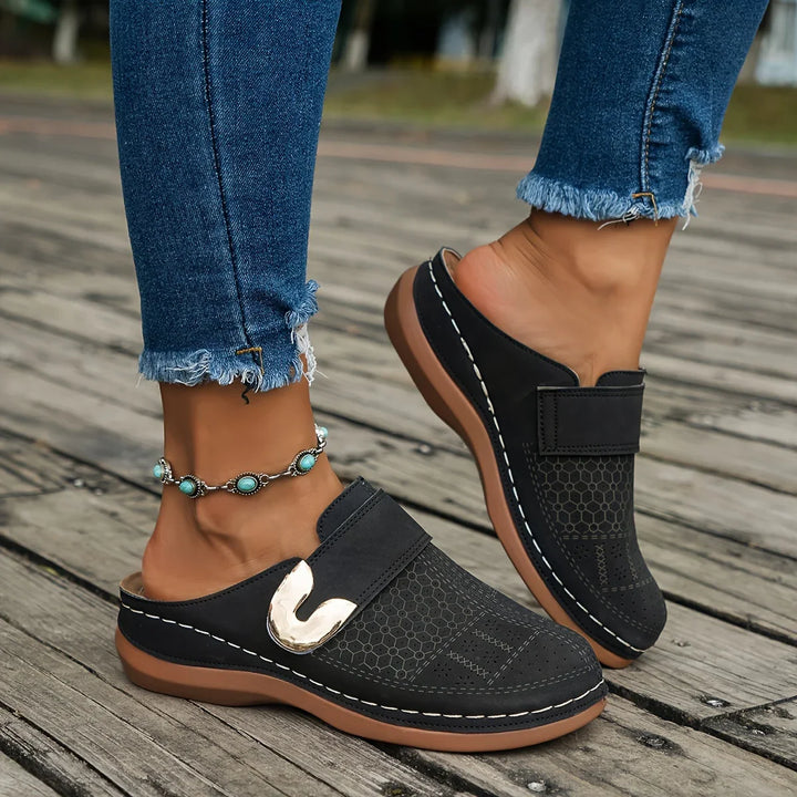 Tessa | Women's Perforated Slip On Loafers with Metal Accent