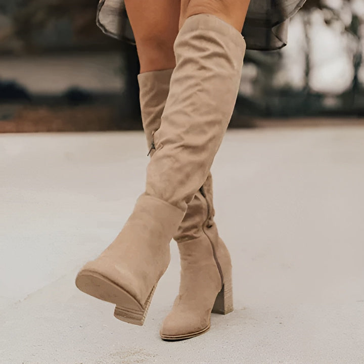 Kelsey | Women's Mid Calf Suede Boots with Buckle Style