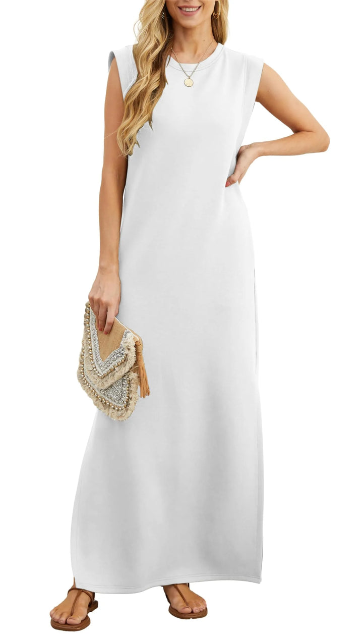 Mackenzie | Women's Casual Maxi T-Shirt Dress with Pockets