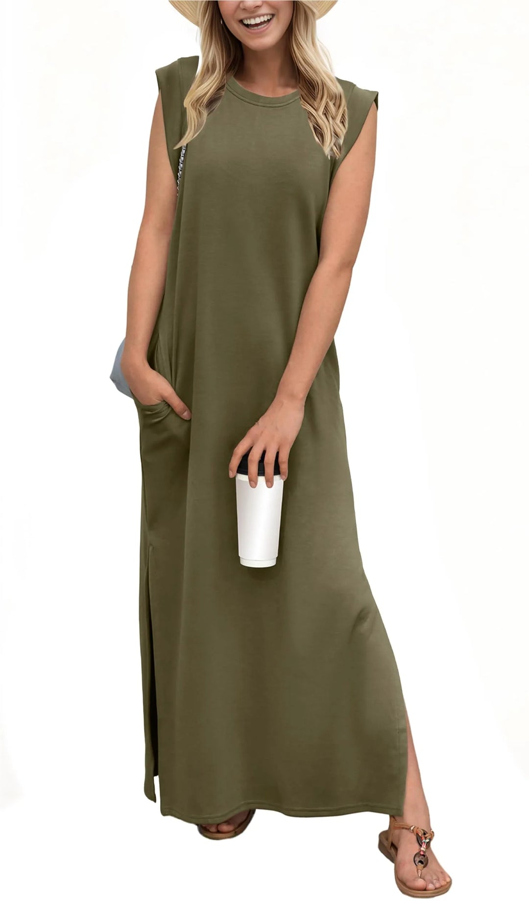 Mackenzie | Women's Casual Maxi T-Shirt Dress with Pockets