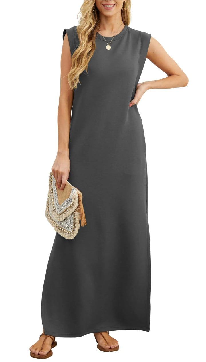 Mackenzie | Women's Casual Maxi T-Shirt Dress with Pockets