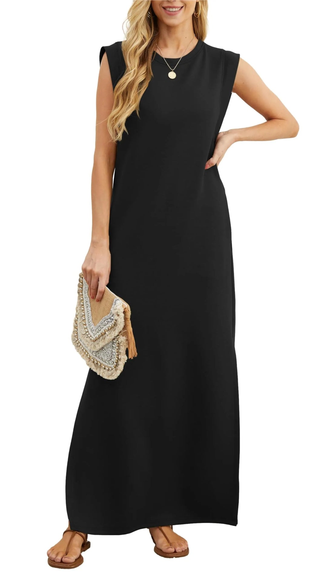 Mackenzie | Women's Casual Maxi T-Shirt Dress with Pockets