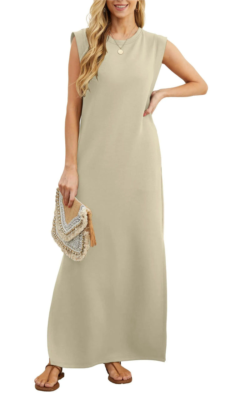 Mackenzie | Women's Casual Maxi T-Shirt Dress with Pockets