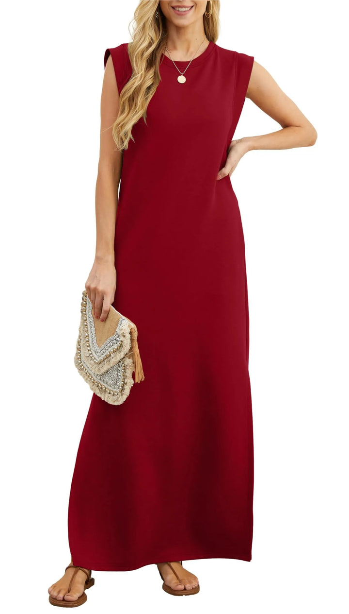 Mackenzie | Women's Casual Maxi T-Shirt Dress with Pockets